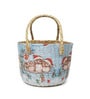 (1Pc) Blue Straw Round Storage Basket & Gift Hamper