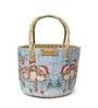 (1Pc) Blue Straw Round Storage Basket & Gift Hamper