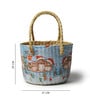 (1Pc) Blue Straw Round Storage Basket & Gift Hamper