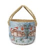 (1Pc) Blue Straw Round Storage Basket & Gift Hamper