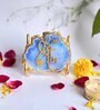 Handmade Jai Shree Ram Blue Agate Stone with Metal Stand