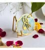 Handmade Jai Shree Ram Turquoise Agate Stone with Metal Stand