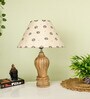 Beige Handpainted Shade With Natural Color Gada Design Wooden Handmade Table Lamp