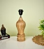 Beige Handpainted Shade With Natural Color Gada Design Wooden Handmade Table Lamp