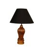Black Shade With Brown Gada Design Wooden Handmade Table Lamp