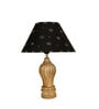Black Handpainted Shade With Natural Color Gada Design Wooden Handmade Table Lamp