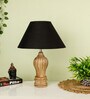 Black Shade With Natural Color Gada Design Wooden Handmade Table Lamp
