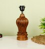 Black Shade With Brown Gada Design Wooden Handmade Table Lamp