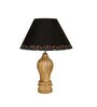 Black Handpainted Shade With Natural Color Gada Design Wooden Handmade Table Lamp