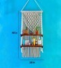 Handmade Macrame  Wall Hanging In Pine Wood With 2 Shelf