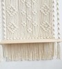 Handmade Macrame  Wall Hanging With Pine Wood Shelf In Off White