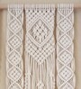 Handmade Macrame  Wall Hanging With Pine Wood Shelf In Off White