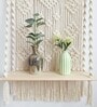 Handmade Macrame  Wall Hanging With Pine Wood Shelf In Off White
