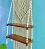 Handmade Macrame  Wall Hanging In Pine Wood With 2 Shelf
