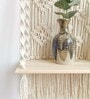 Handmade Macrame  Wall Hanging With Pine Wood Shelf In Off White
