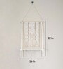 Handmade Macrame  Wall Hanging With Pine Wood Shelf In Off White
