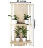 Handmade Macrame Wall Hanging With Pine Wood Shelf In Off White