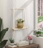 Handmade Macrame Wall Hanging With Pine Wood Shelf In Off White