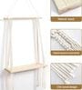 Handmade Macrame Wall Hanging With Pine Wood Shelf In Off White