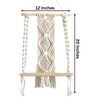 Handmade Macrame Wall Hanging With Pine Wood Shelf In Off White