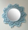 Blue Cotton Macrame Decorative Mirror