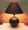 Handmade Mandala Art Matka Shaped Wooden Lamp with Cotton Shade (Black & Black)