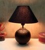 Handmade Mandala Art Matka Shaped Wooden Lamp with Cotton Shade (Black & Black)