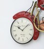 Handmade Maroon Metal Bullet Bilke Wall Hanging Clock