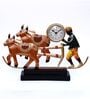 Handmade Metal Bullock Cart Clock Statue | Traditional Indian Rural Art Decorative Showpiece for Living Room