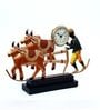 Handmade Metal Bullock Cart Clock Statue | Traditional Indian Rural Art Decorative Showpiece for Living Room