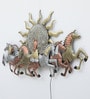 Multicolor Running Horses Metal Wall Art with LED Light
