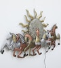 Multicolor Running Horses Metal Wall Art with LED Light