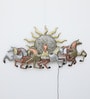 Multicolor Running Horses Metal Wall Art with LED Light