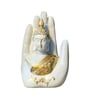 Handmade Palm Budha Polyresin Religious Idol (White)
