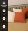 Handmade Rectangular Crochet Cotton Rust and Off White  Set of 2 (12x18inches) Cushion Covers