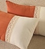 Handmade Rectangular Crochet Cotton Rust and Off White  Set of 2 (12x18inches) Cushion Covers