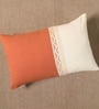 Handmade Rectangular Crochet Cotton Rust and Off White  Set of 2 (12x18inches) Cushion Covers