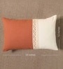 Handmade Rectangular Crochet Cotton Rust and Off White  Set of 2 (12x18inches) Cushion Covers