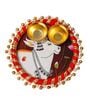 Handmade Red Engineered Wood Pooja Thali