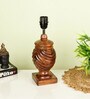 Beige Handpainted Shade With Brown Rings Design Wooden Handmade Table Lamp