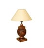 Beige Handpainted Shade With Brown Rings Design Wooden Handmade Table Lamp