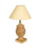 Beige Shade With Natural Color Rings Design Wooden Handmade Table Lamp