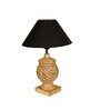 Black Shade With Natural Color Rings Design Wooden Handmade Table Lamp