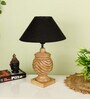 Black Shade With Natural Color Rings Design Wooden Handmade Table Lamp