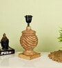 Black Handpainted Floral Shade With Natural Color Rings Design Wooden Handmade Table Lamp