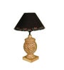 Black Handpainted Shade With Natural Color Rings Design Wooden Handmade Table Lamp