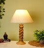 Beige Shade With Natural Color Rope Design Wooden Handmade Table Lamp