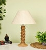 Beige Shade With Natural Color Rope Design Wooden Handmade Table Lamp