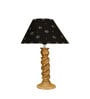 Black Handpainted Shade With Natural Color Rope Design Wooden Handmade Table Lamp
