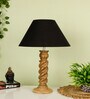 Black Shade With Natural Color Rope Design Wooden Handmade Table Lamp